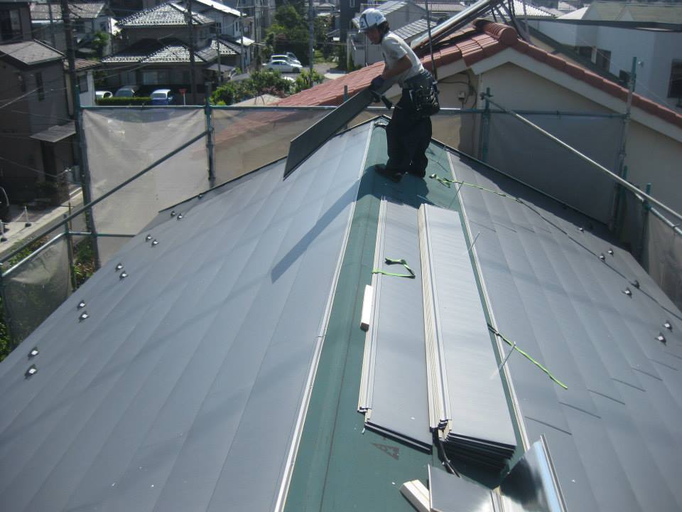 耐震工事例「屋根の入れ替え作業」